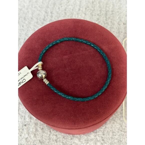 Chamilia Green Braided Leather Charm Bracelet NWT 8" #64172 - Picture 1 of 3